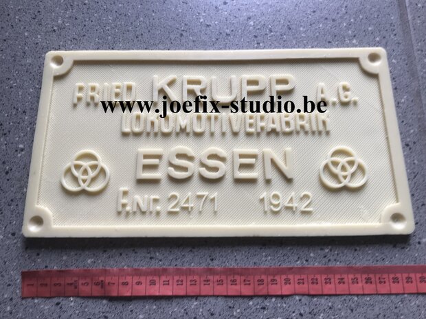 Resin copy of an original plate  Fried Krupp AG Essen 1942