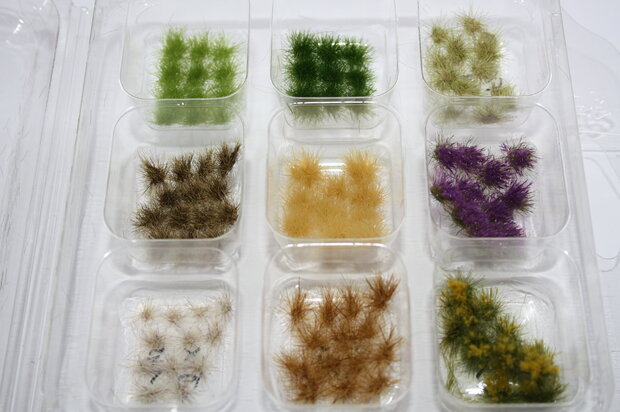  9 different grass tufts set