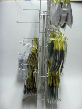 metal white rotatable display without hooks